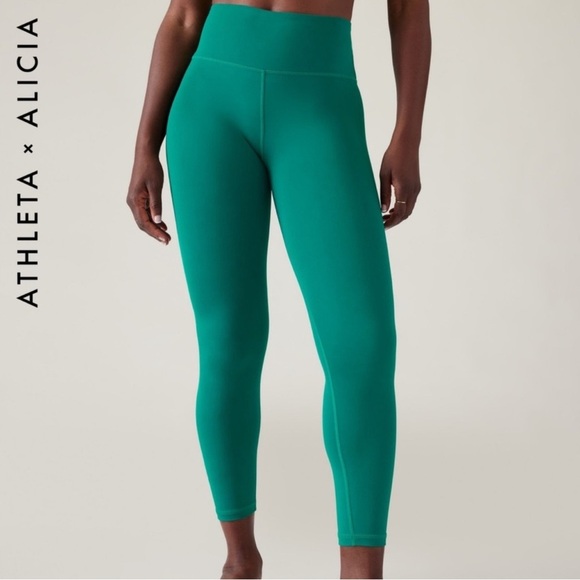 Athleta x Alicia Keys Elation 7/8 Green Crop Leggings size Small - Picture 1 of 11